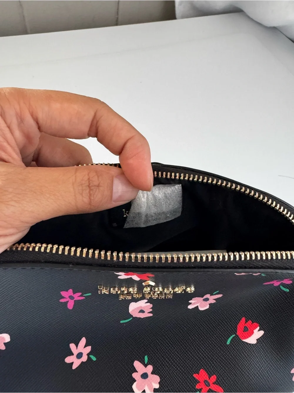 kate spade Black Floral Zip Cosmetic Pouch